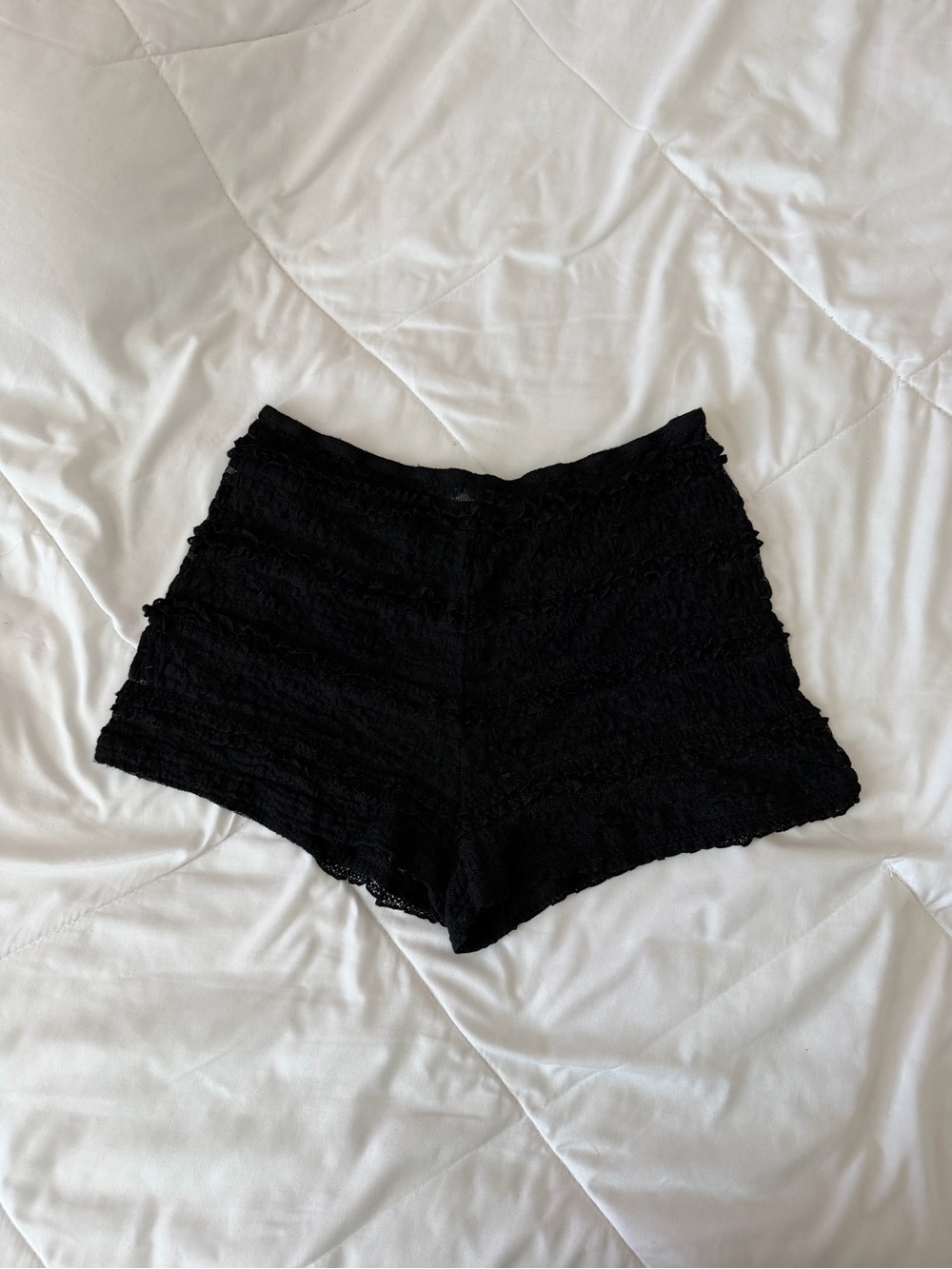 Peppermayo Black High-Waist Lace Overlay Shorts - Picture 2 of 5